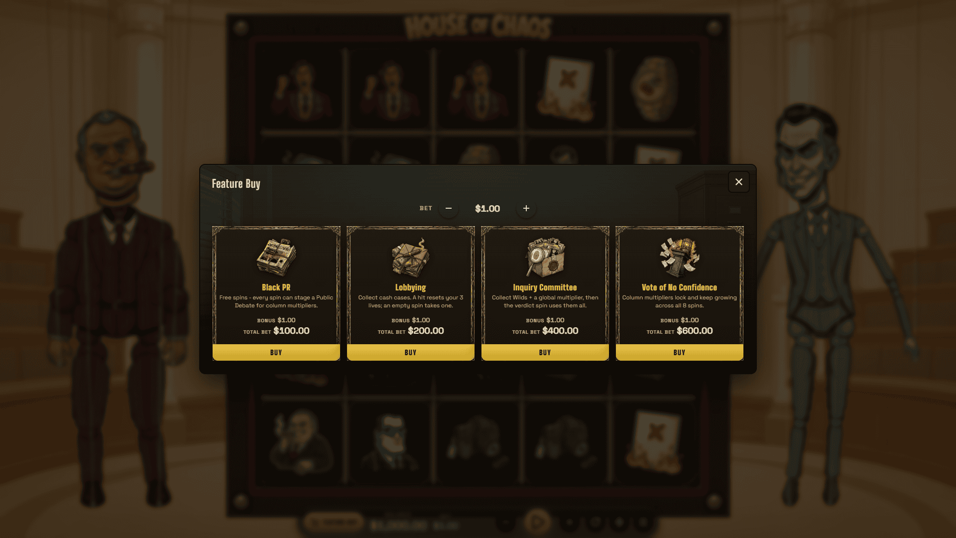 House of Chaos bonus buy menu