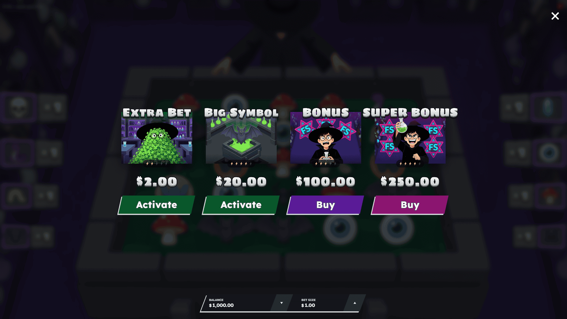 Jack and pot bonus buy menu