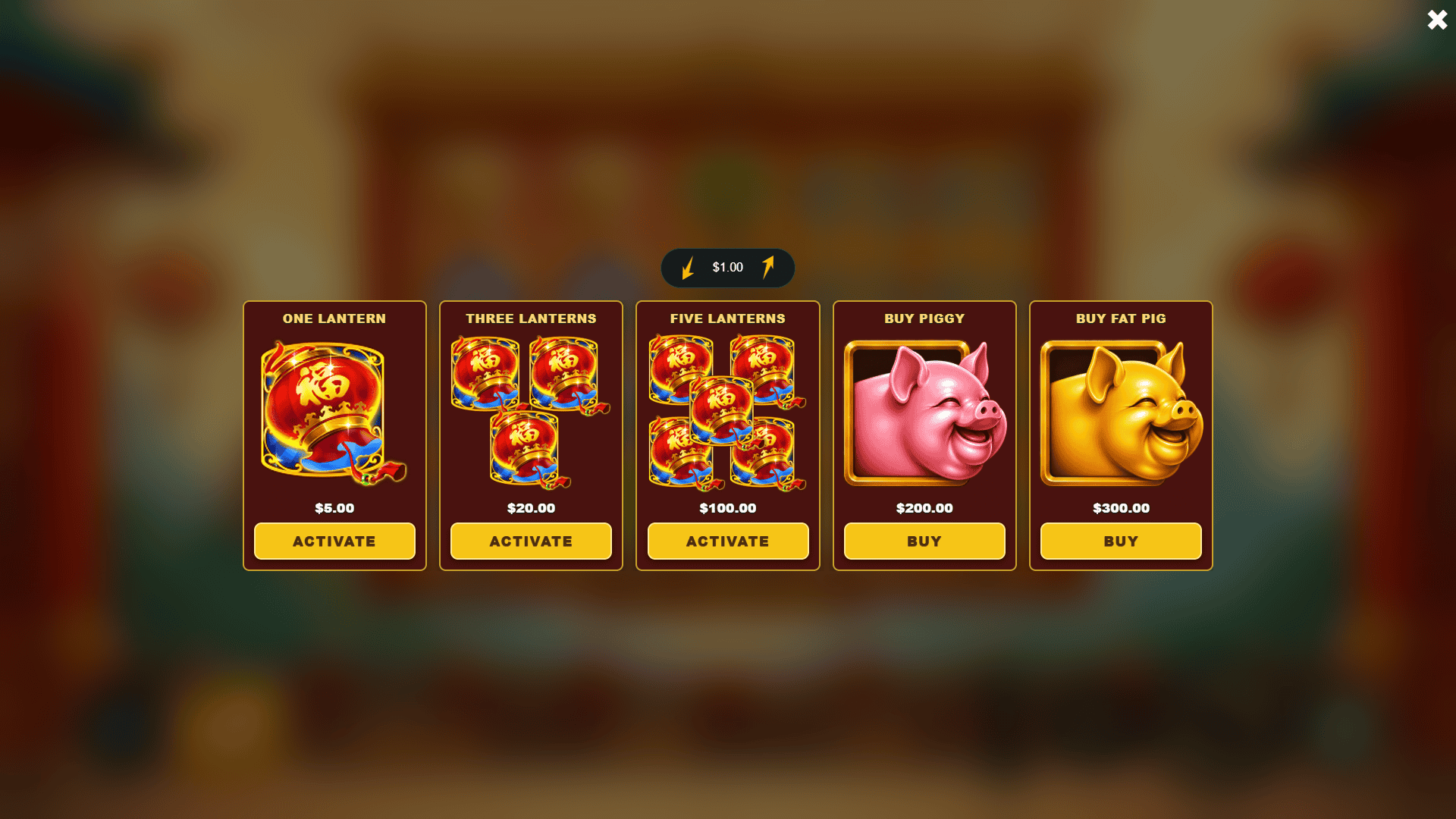 Fat Fortune bonus buy menu