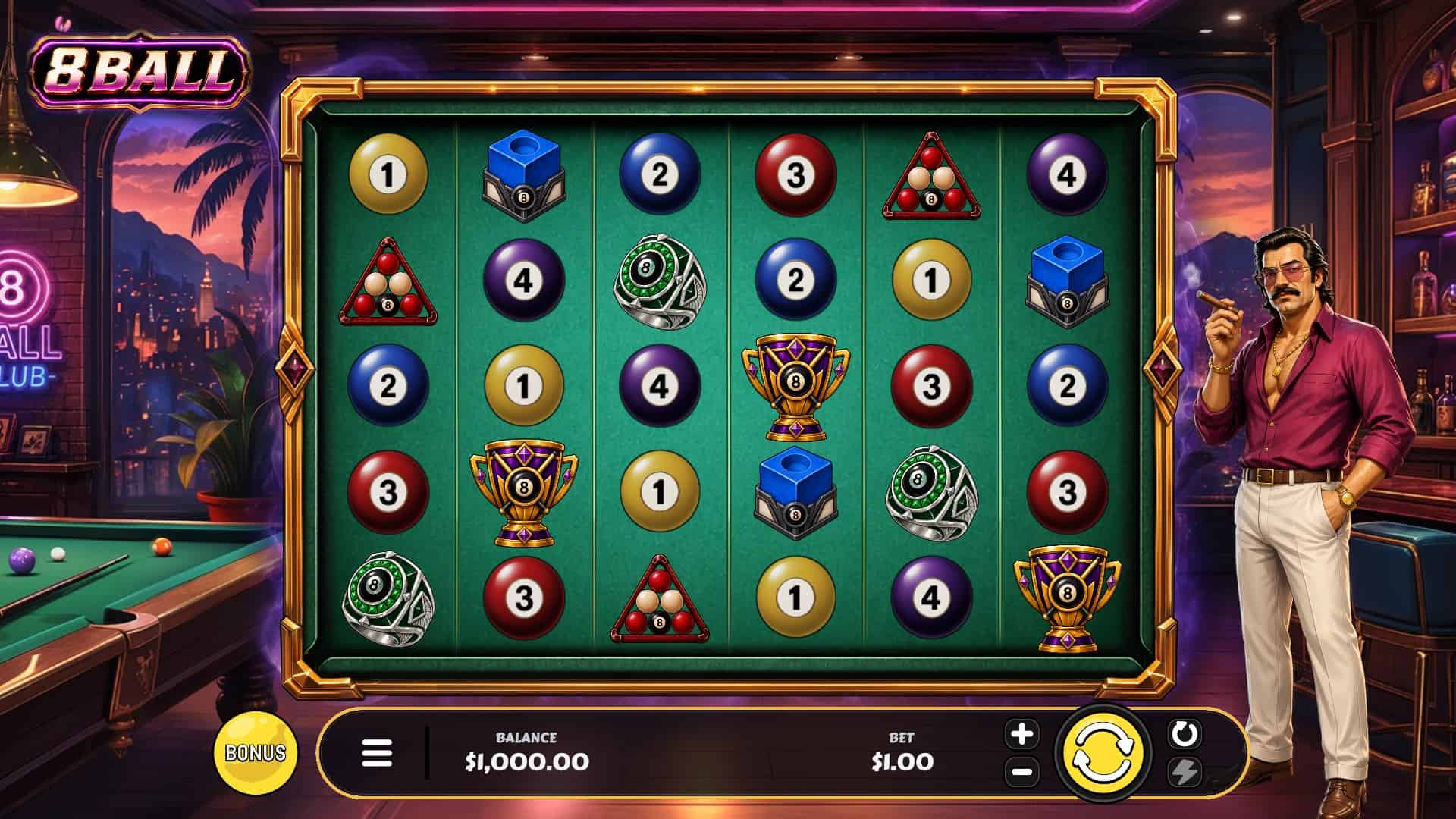 8 Ball slot gameplay reels
