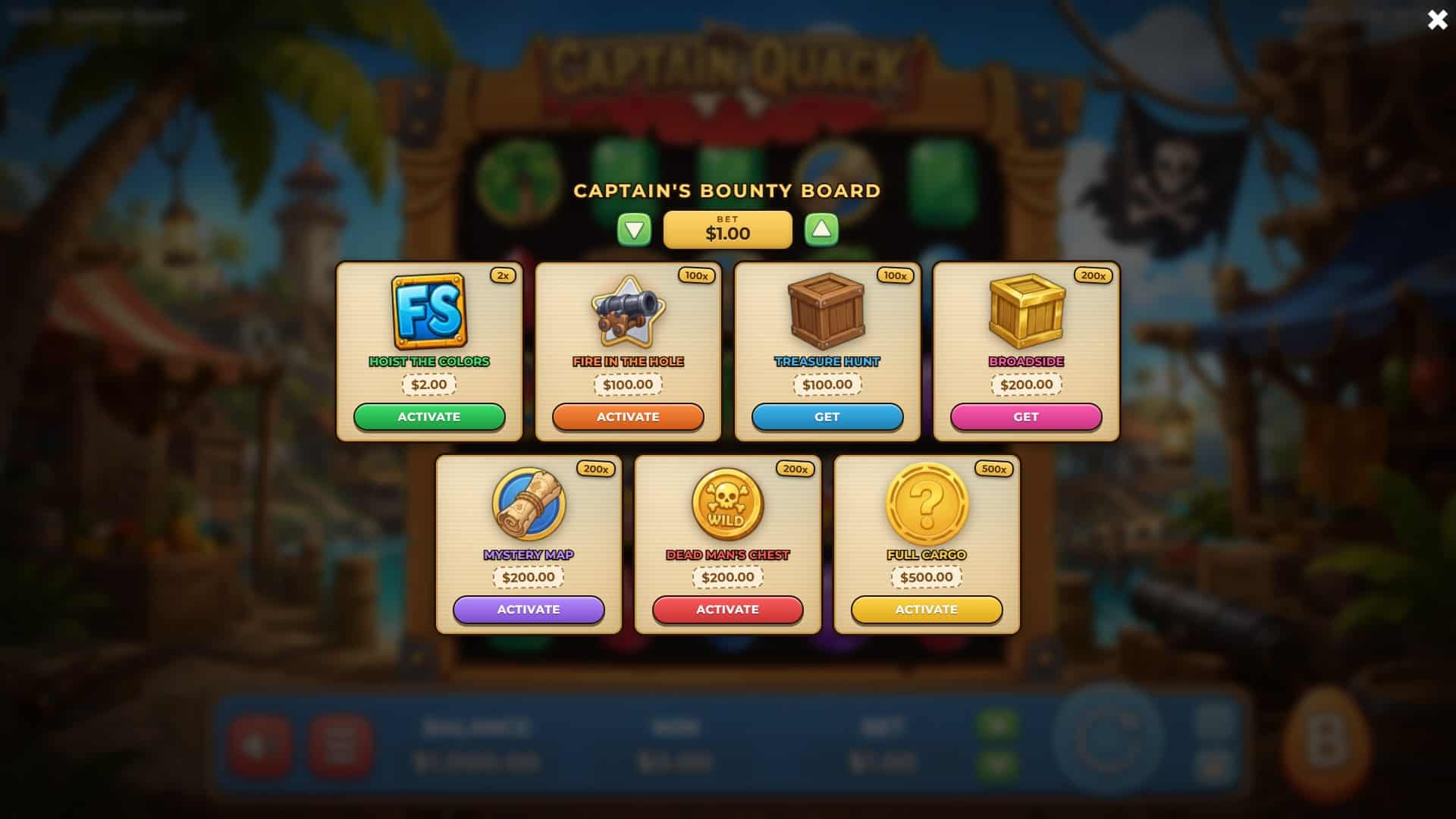 Captain Quack bonus buy menu