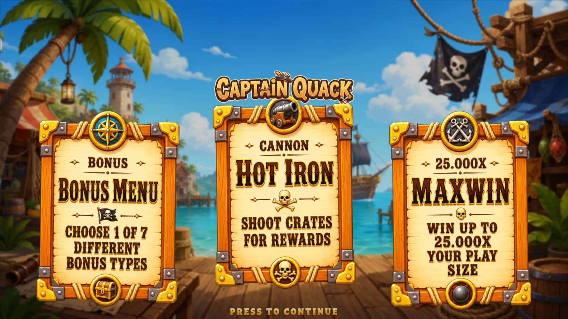 Captain Quack slot intro screen