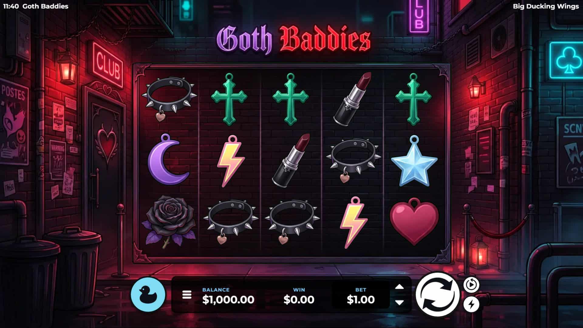 Goth Baddies slot gameplay reels