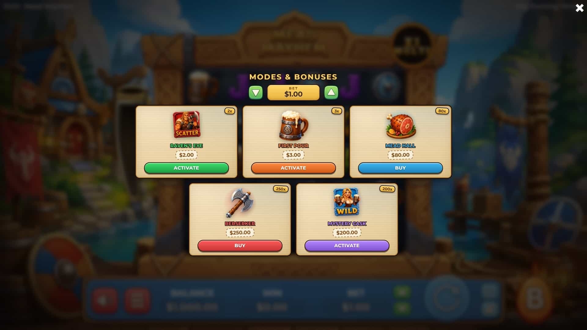 Mead Mayhem bonus buy menu