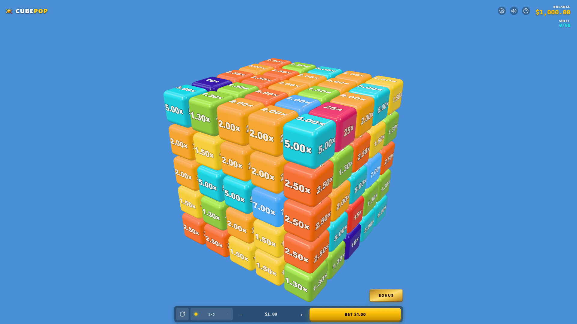CubePop slot gameplay reels