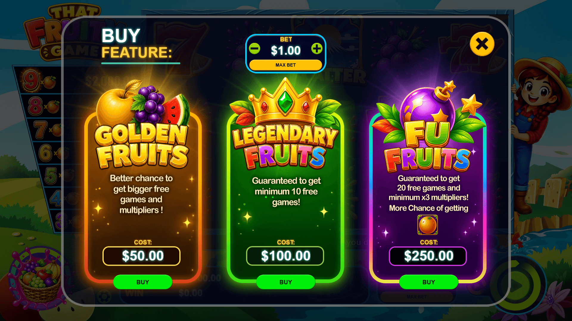 That Fruity Game bonus buy menu