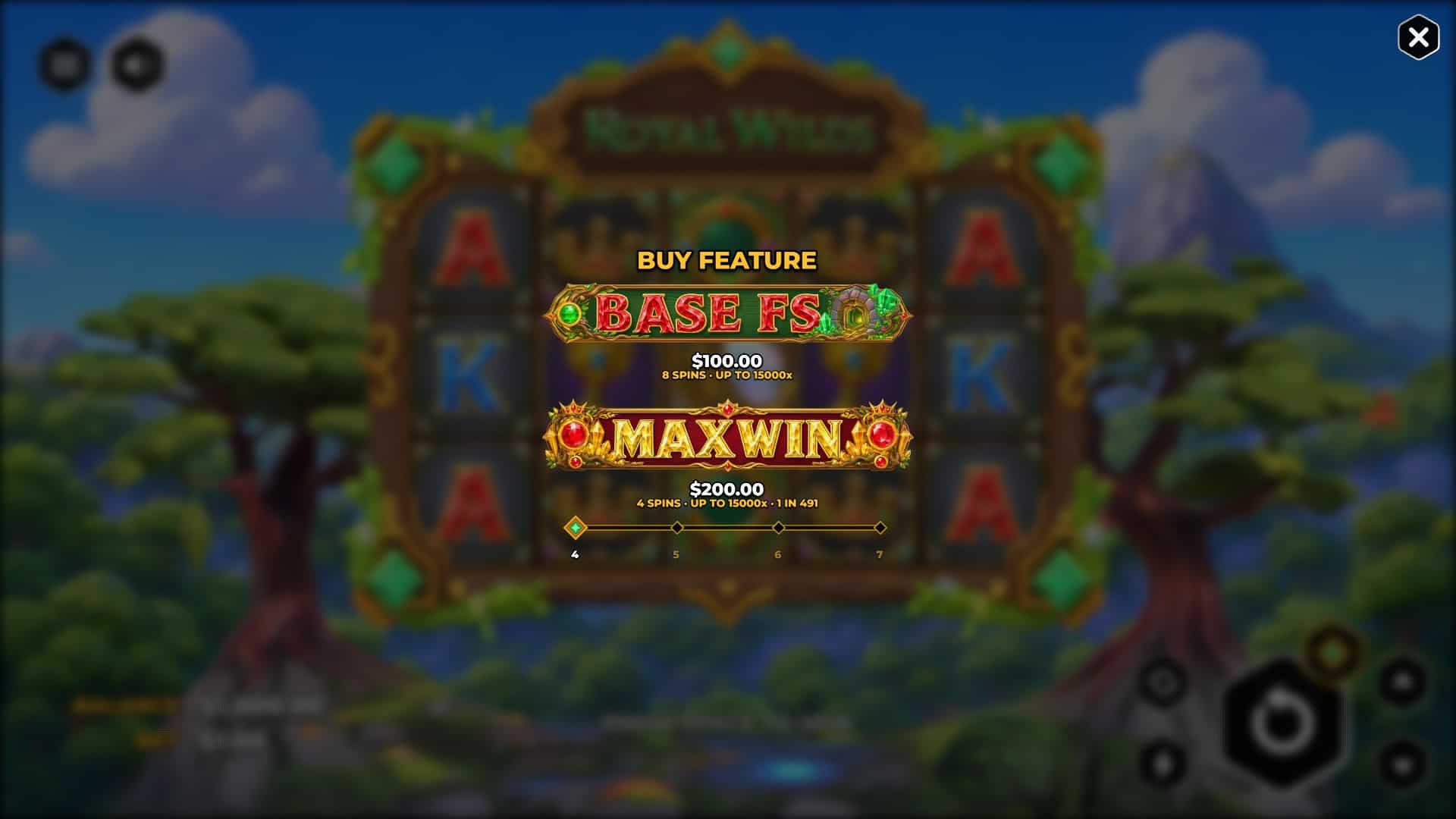 Royal Wilds bonus buy menu