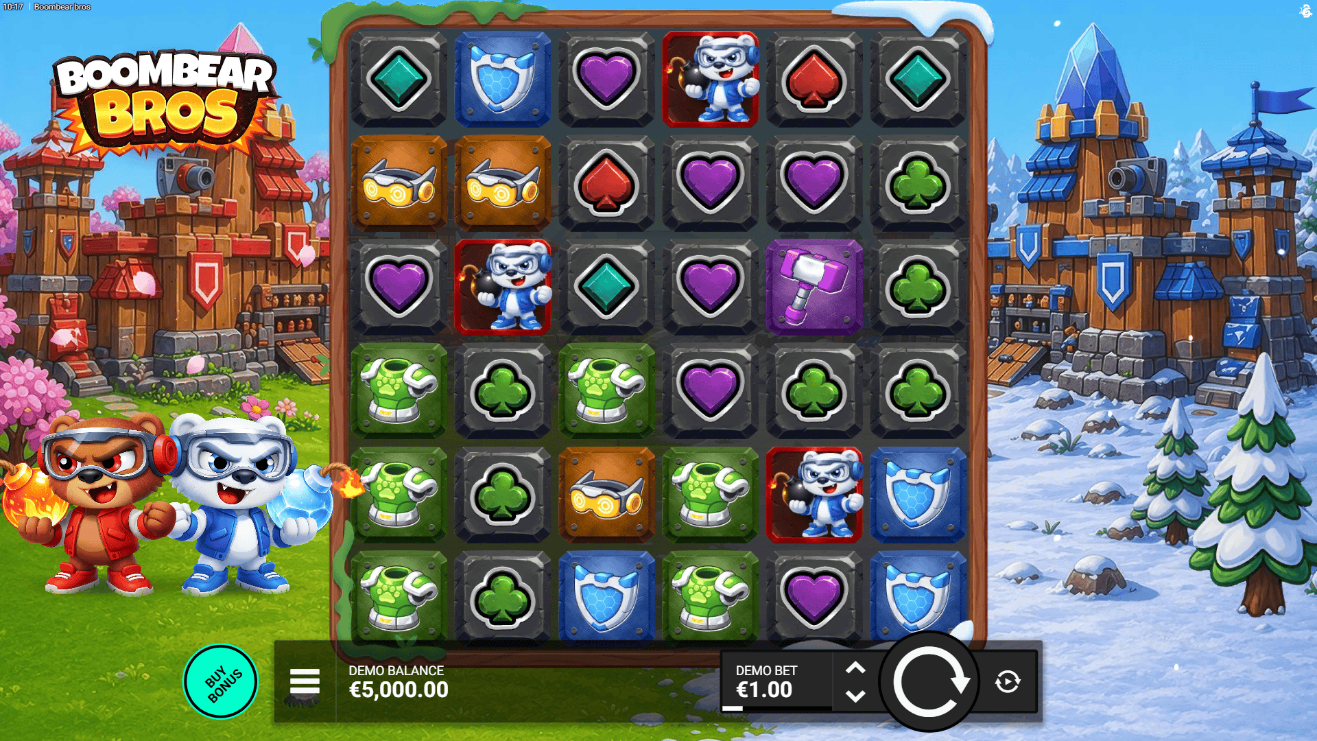 Boombear Bros Cluster Pays slot gameplay reels