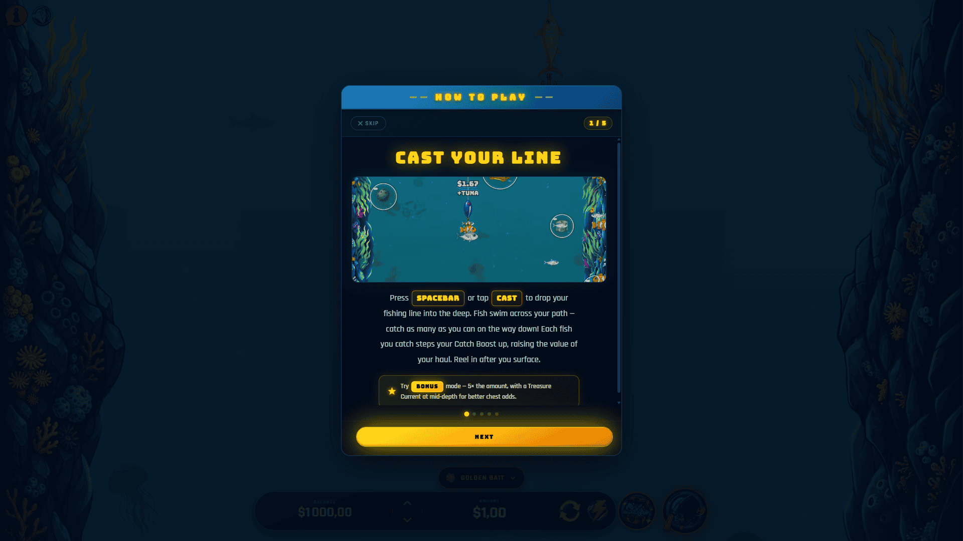 Deep Catch slot gameplay reels