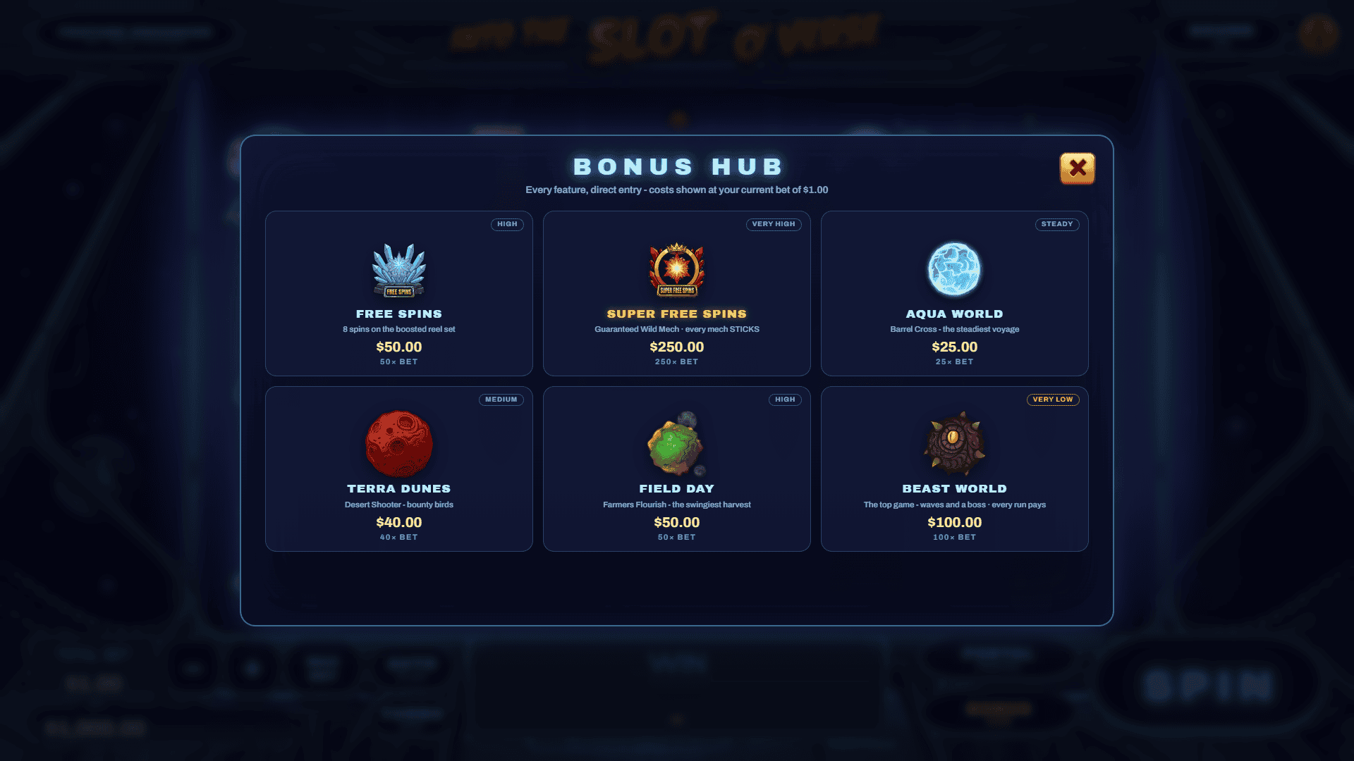 Into The bonus buy menu