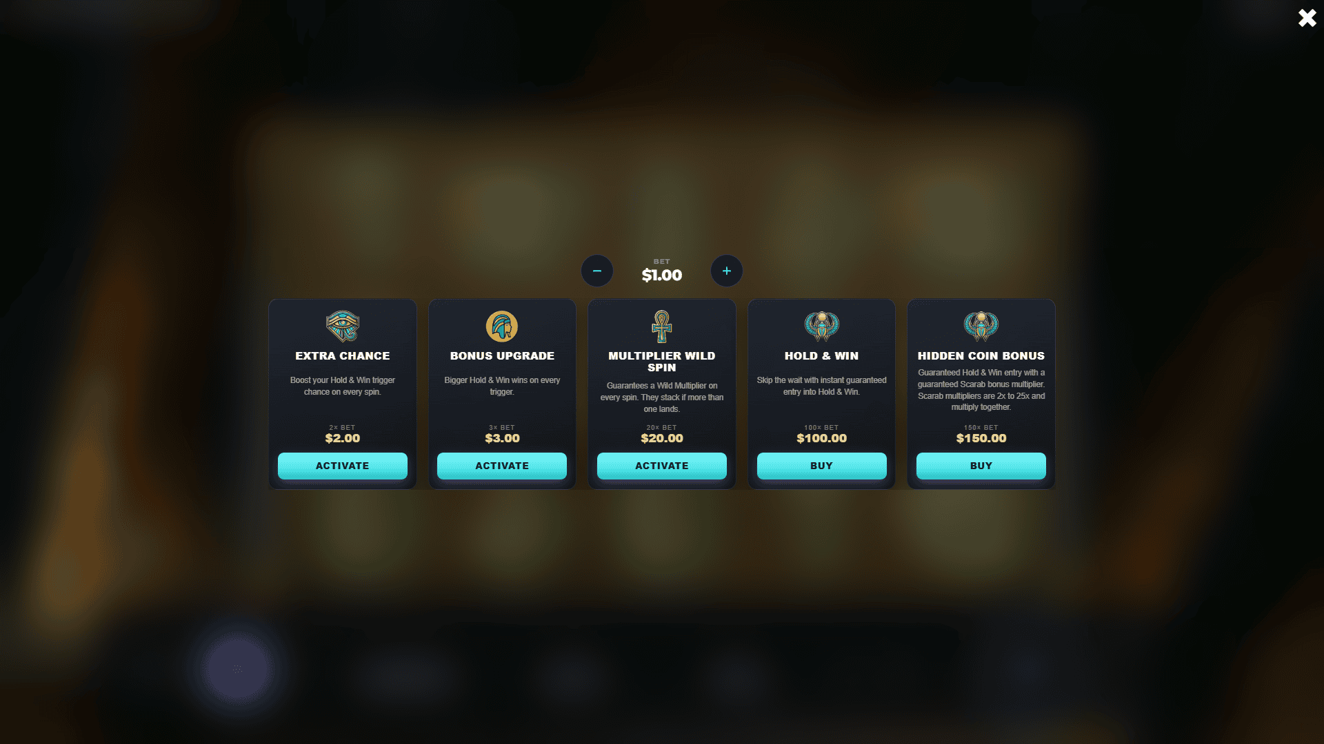 Sands Of Horus bonus buy menu