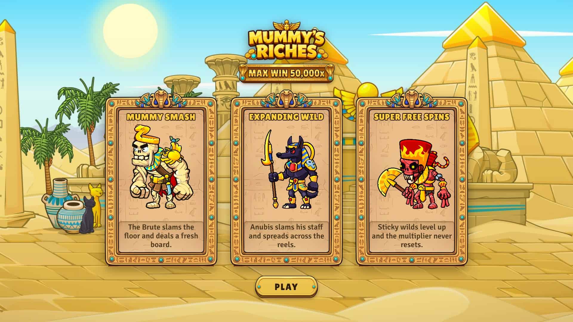 Mummys Riches slot intro screen