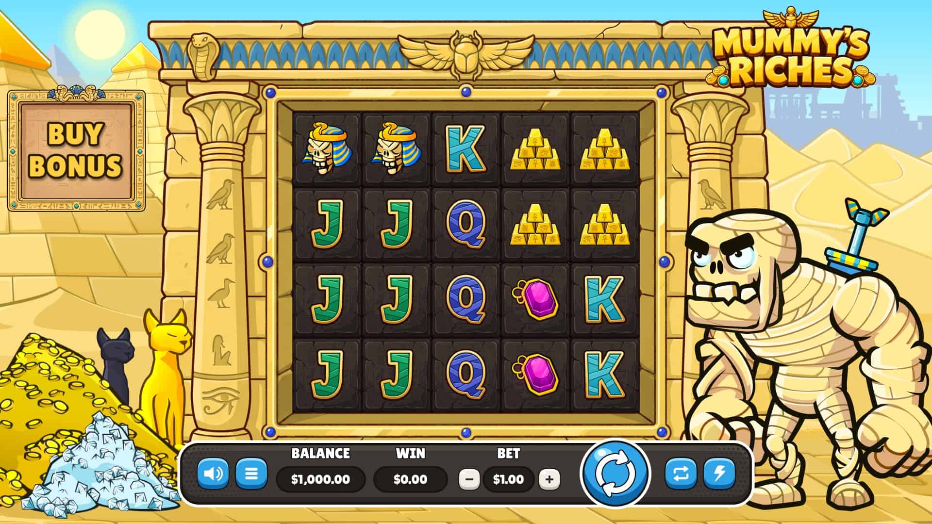 Mummys Riches slot gameplay reels