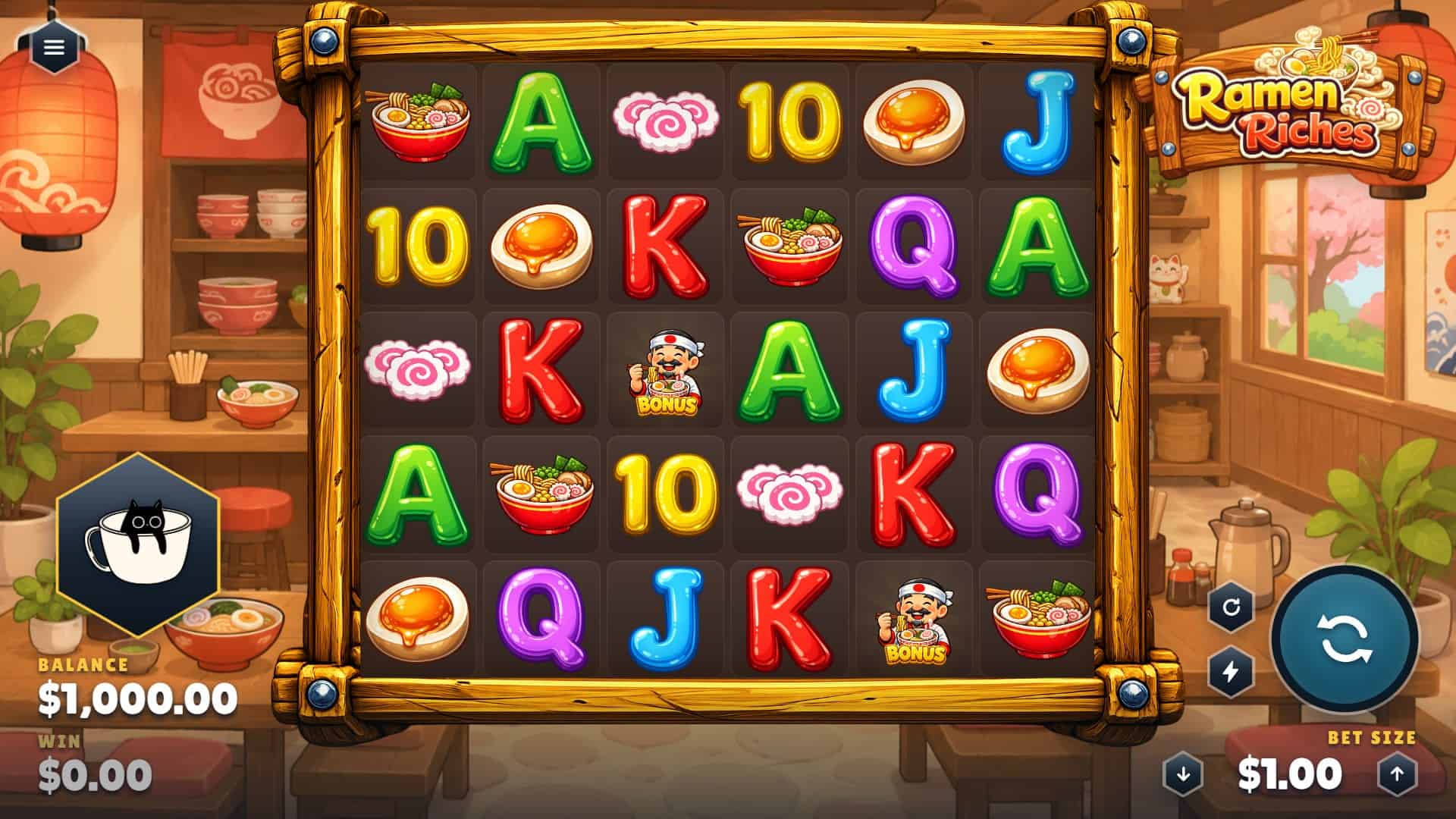 Ramen Riches slot gameplay reels