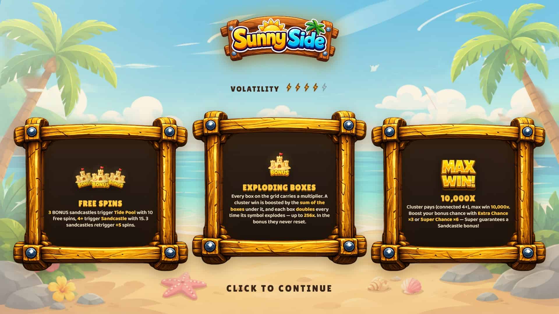 Sunny Side slot intro screen
