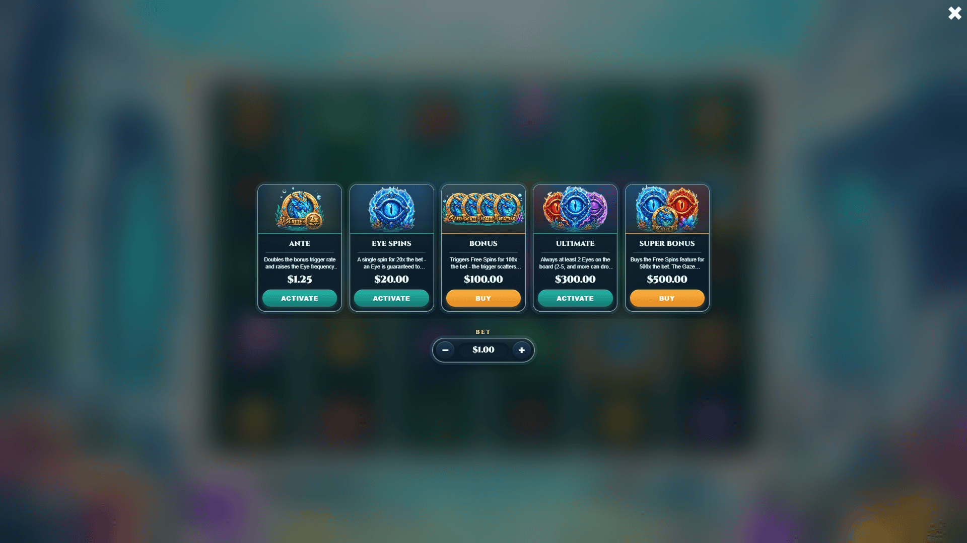Abyssal Gaze bonus buy menu