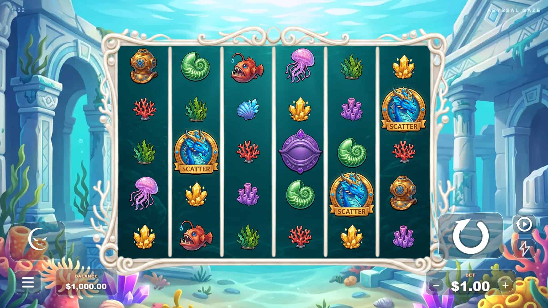 Abyssal Gaze slot gameplay reels