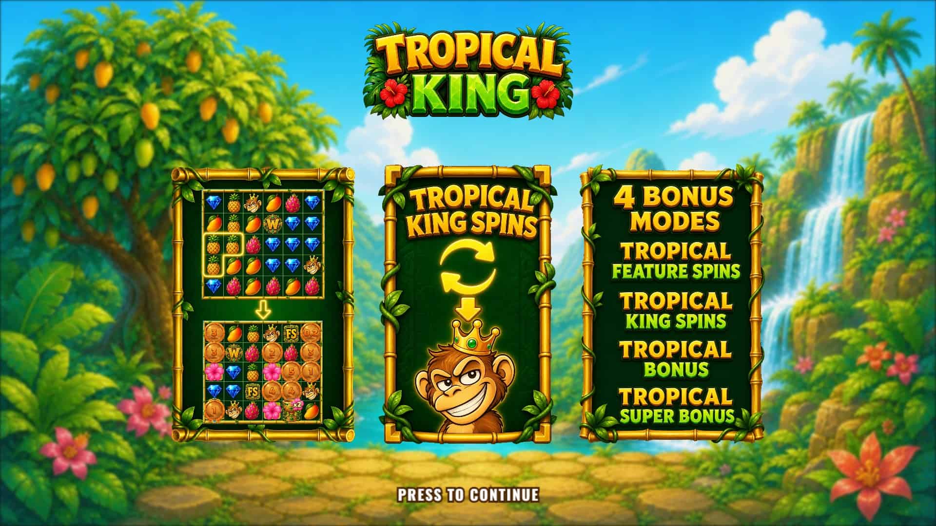 Tropical King slot intro screen
