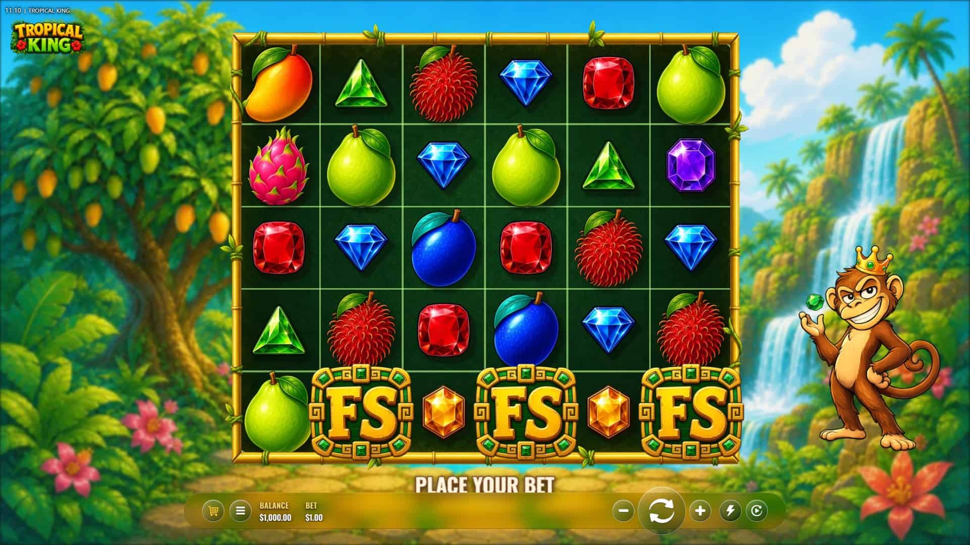 Tropical King slot gameplay reels