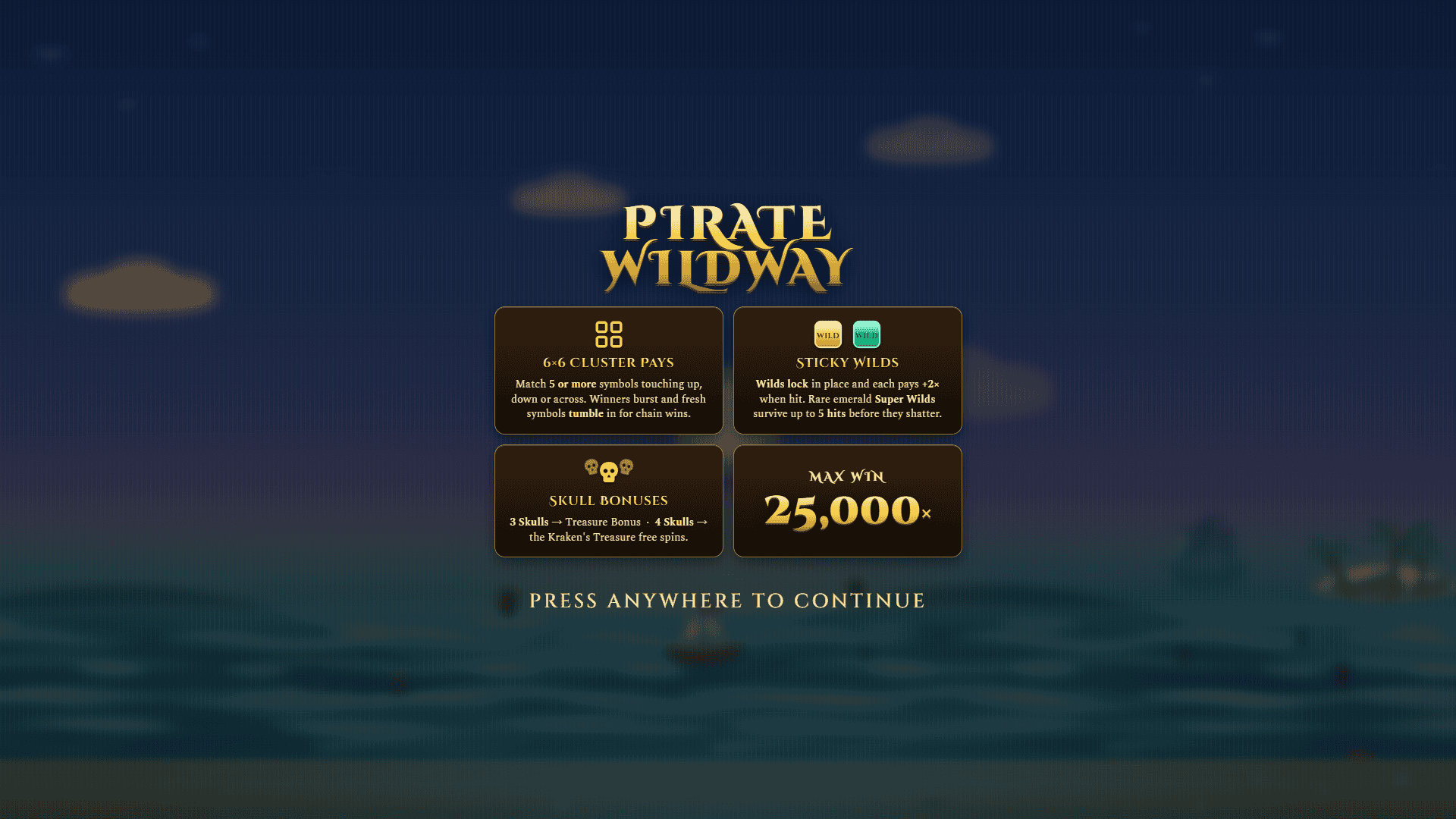 Pirate Wildway slot intro screen