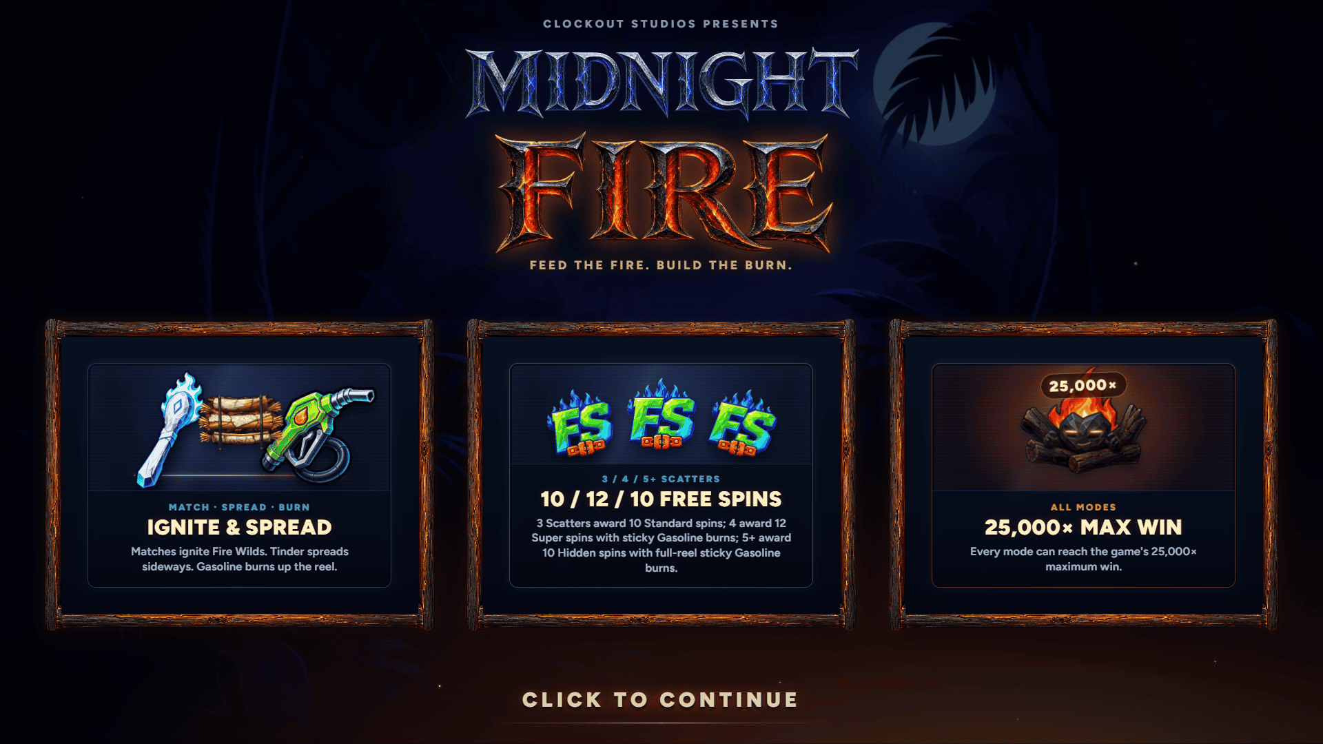 Midnight Fire slot intro screen