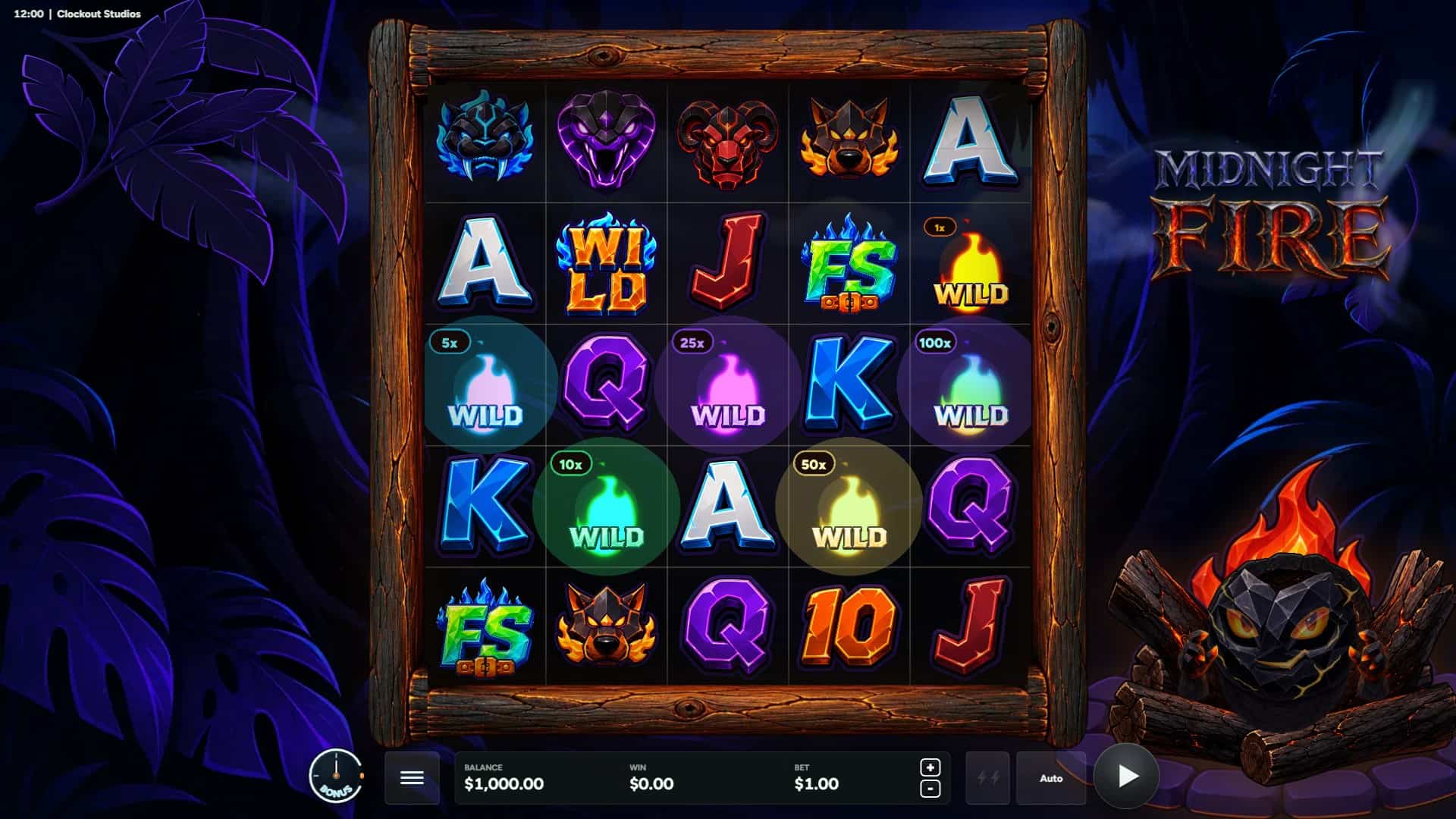 Midnight Fire slot gameplay reels