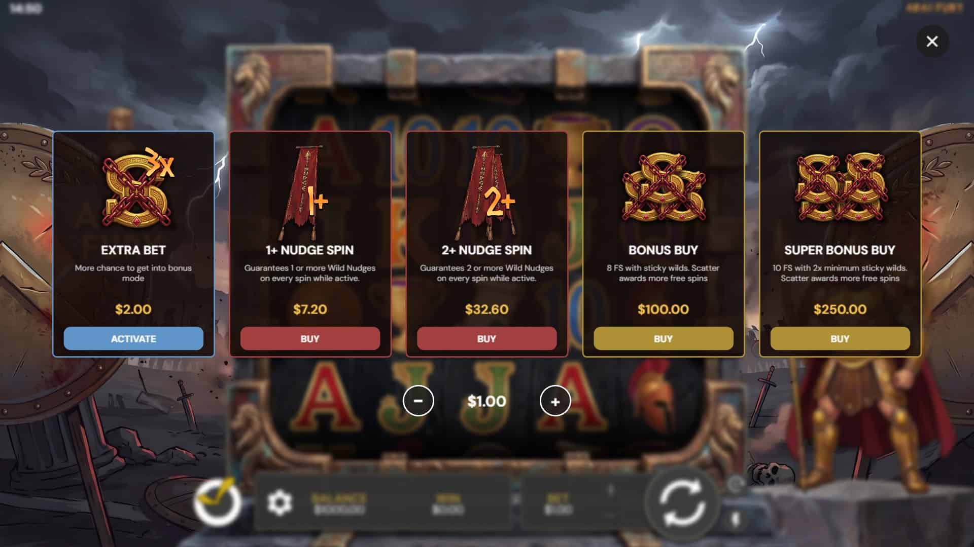 Ares Fury bonus buy menu