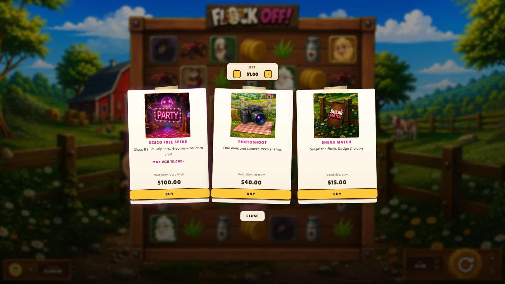 Flock OFF! bonus buy menu