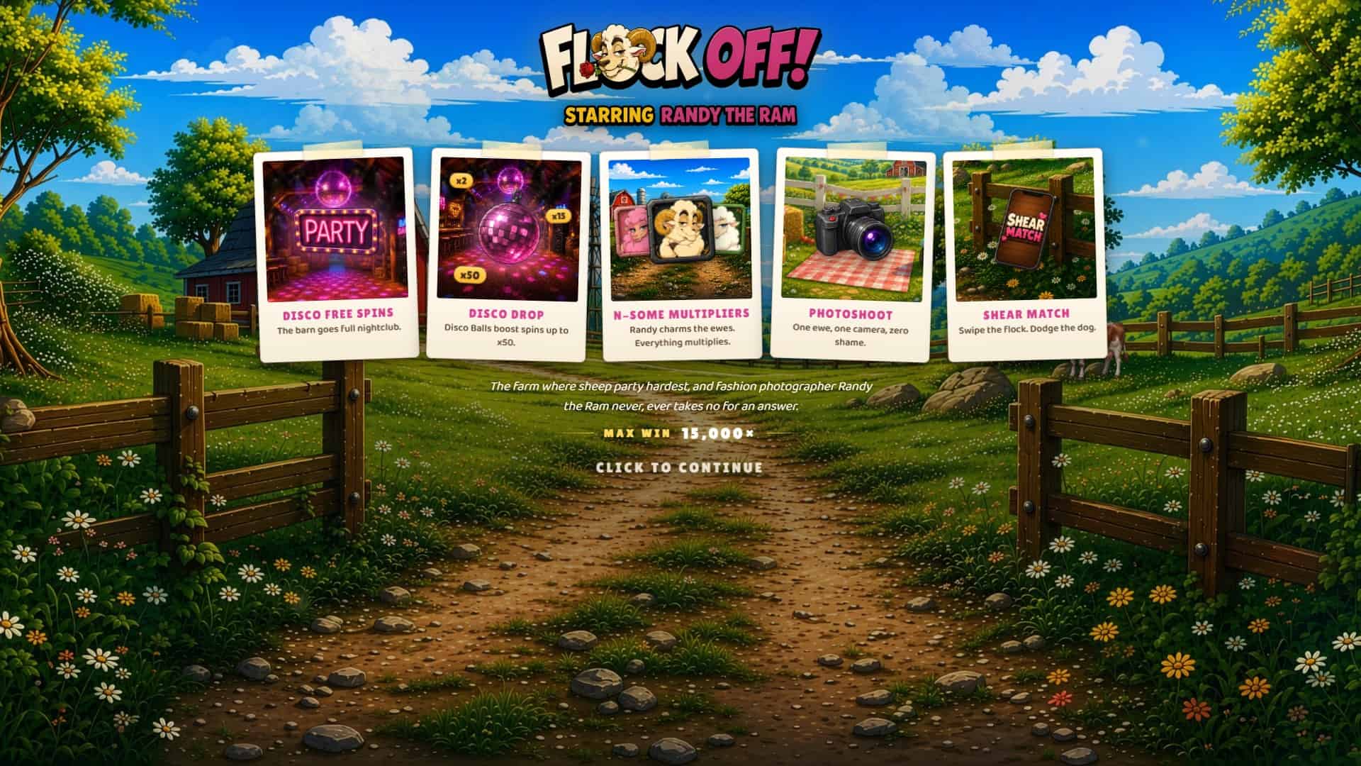 Flock OFF! slot intro screen
