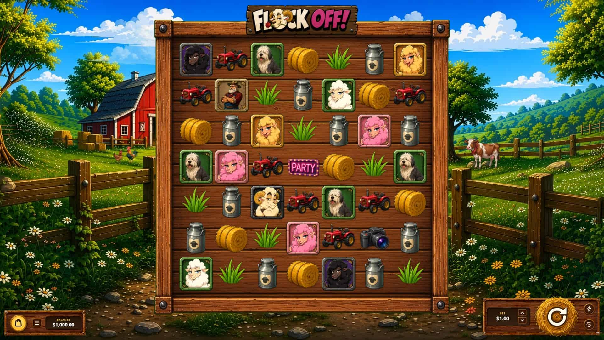 Flock OFF! slot gameplay reels