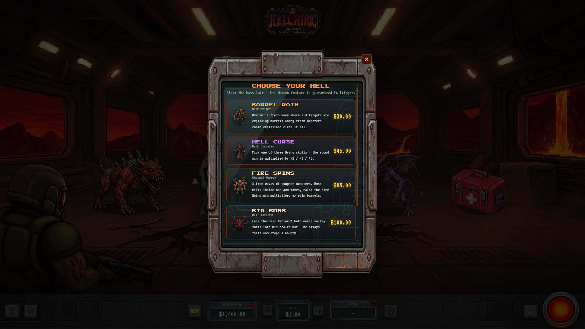 Hellhire bonus buy menu