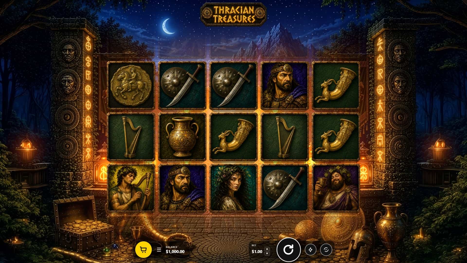 Thracian Treasures slot gameplay reels