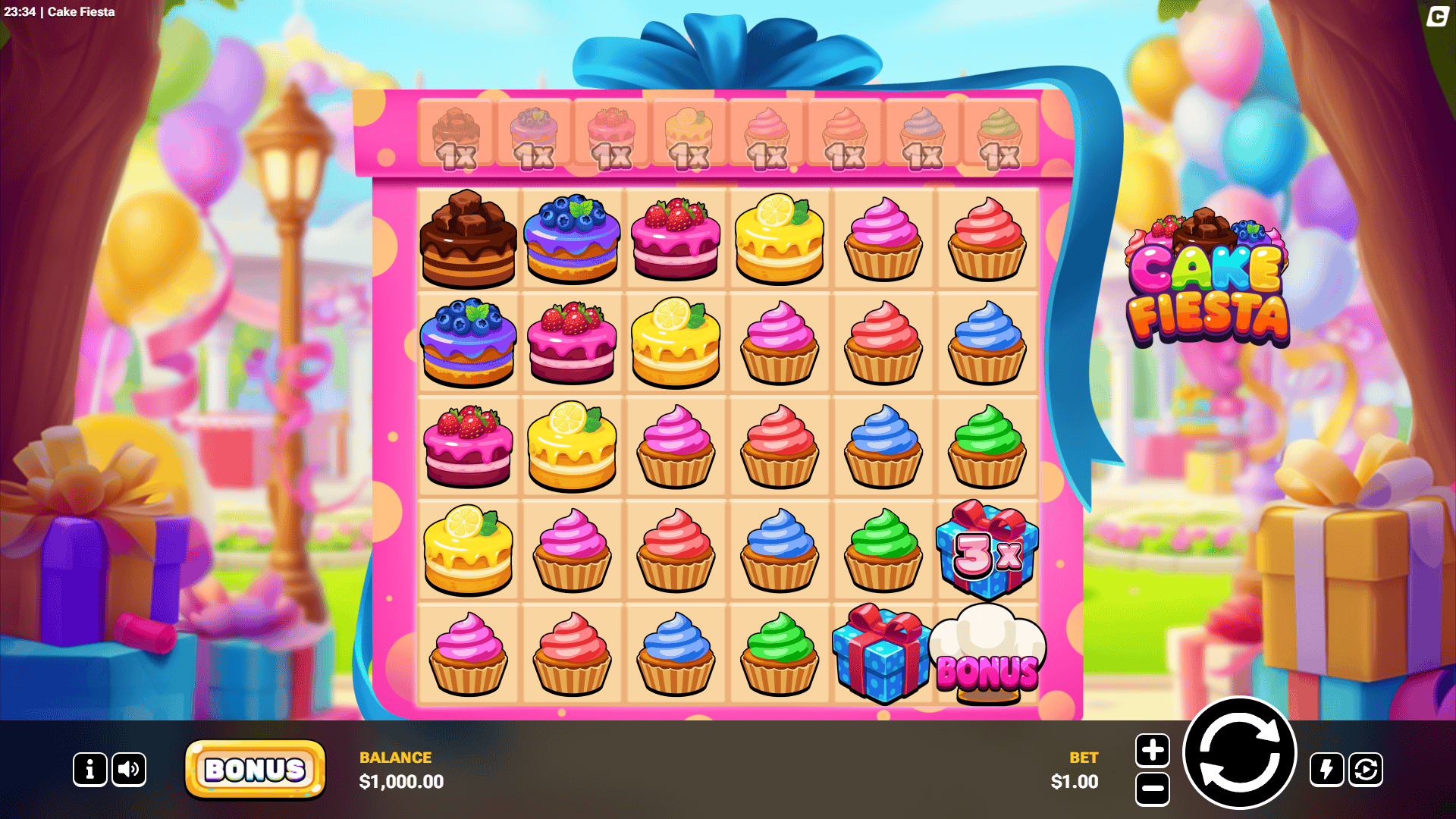 Cake Fiesta slot gameplay reels