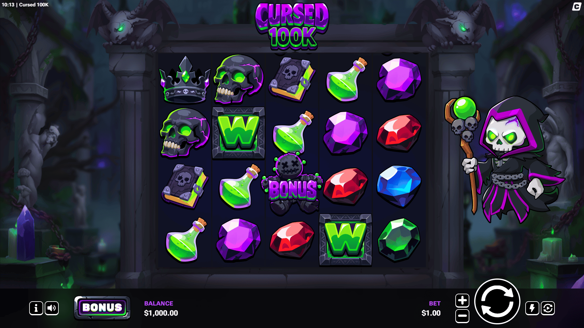 Cursed 100K slot gameplay reels