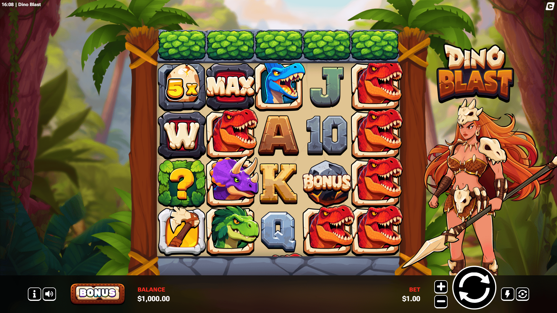 Dino Blast slot gameplay reels