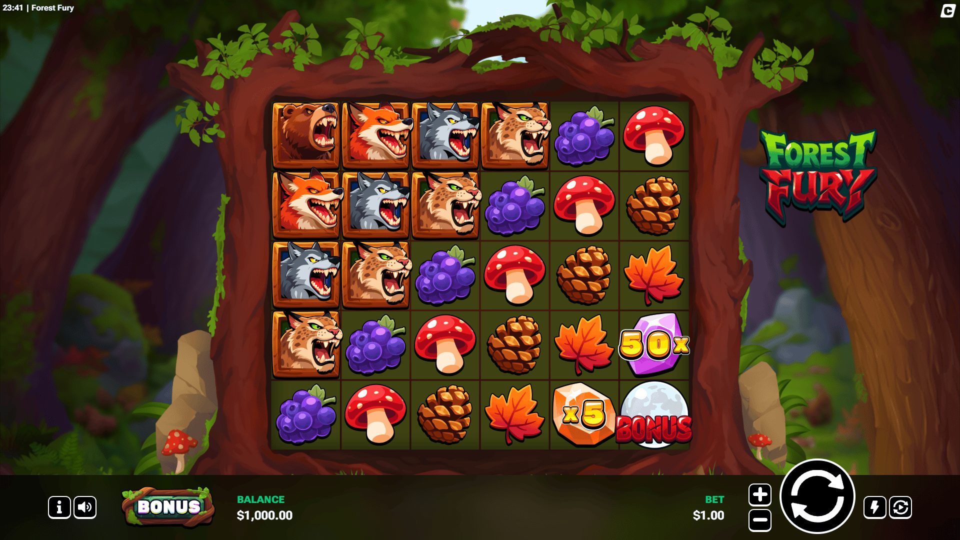 Forest Fury slot gameplay reels