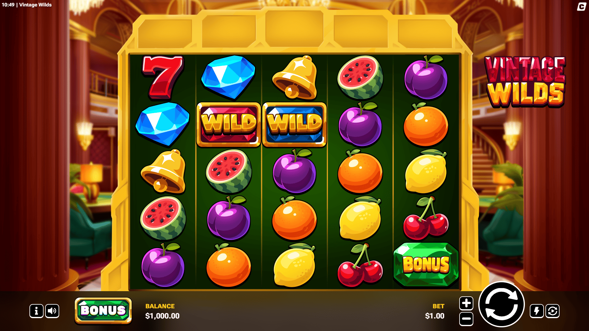 Vintage Wilds slot intro screen