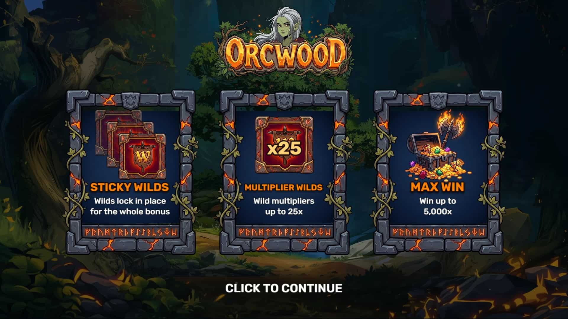orcwood slot intro screen