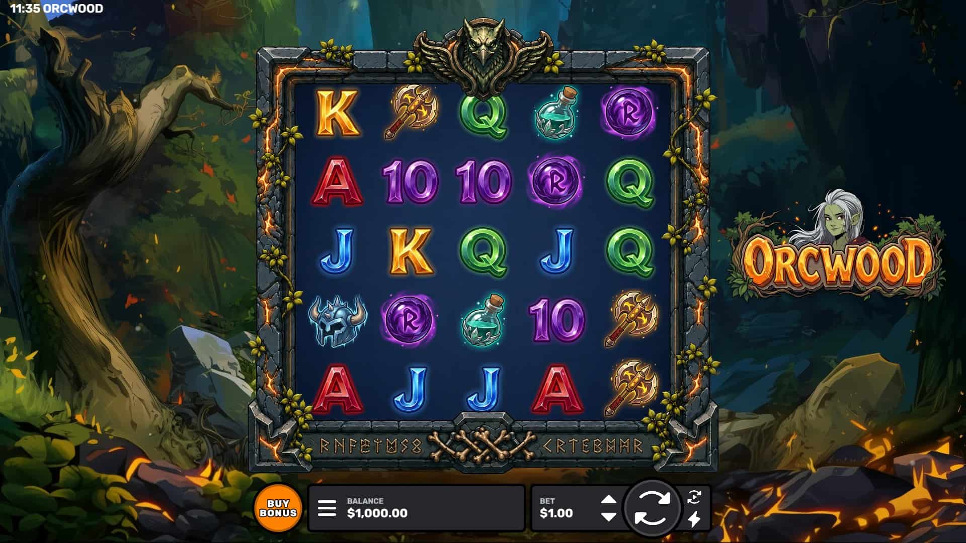 orcwood slot gameplay reels