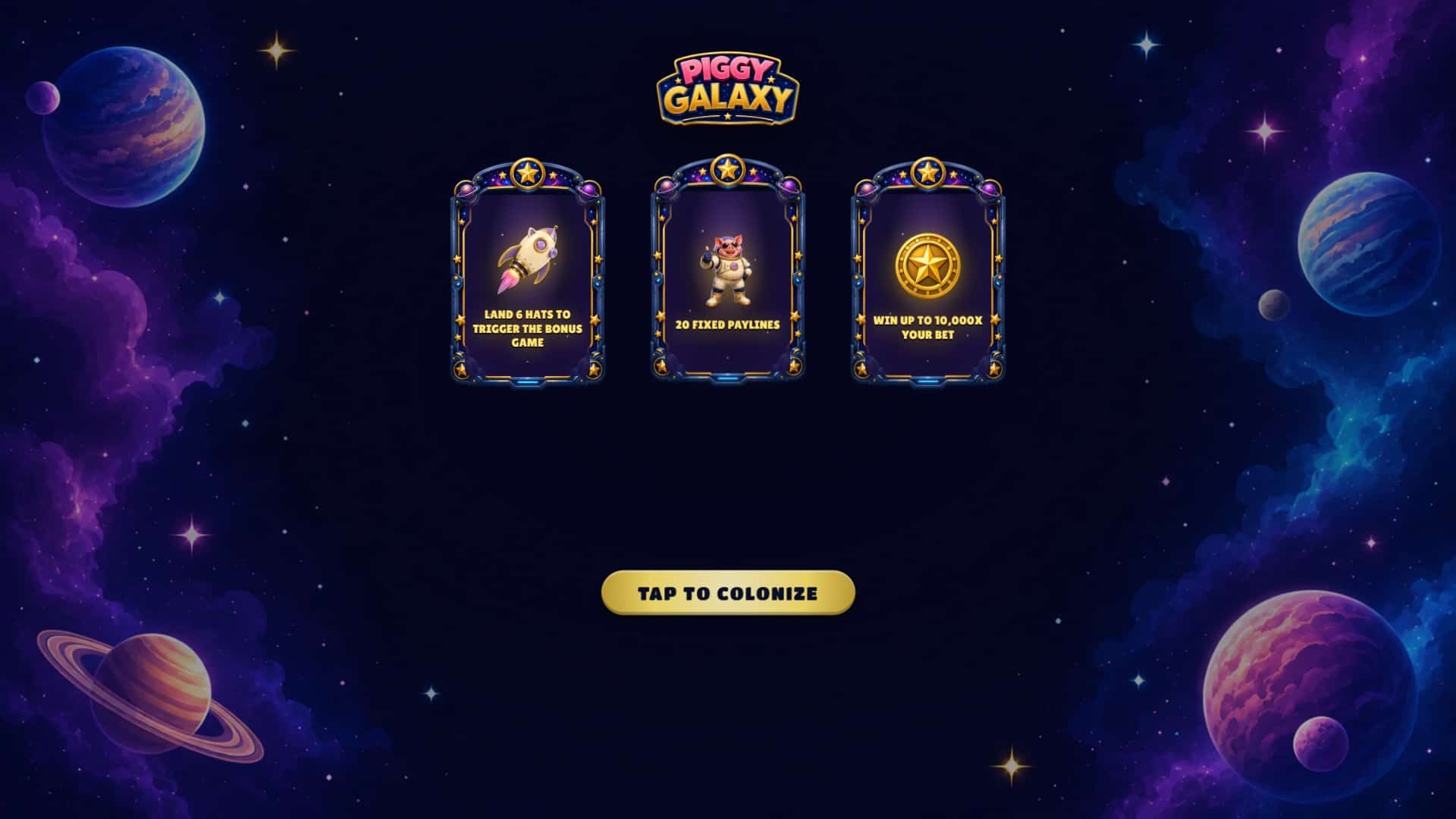 Piggy Galaxy slot intro screen