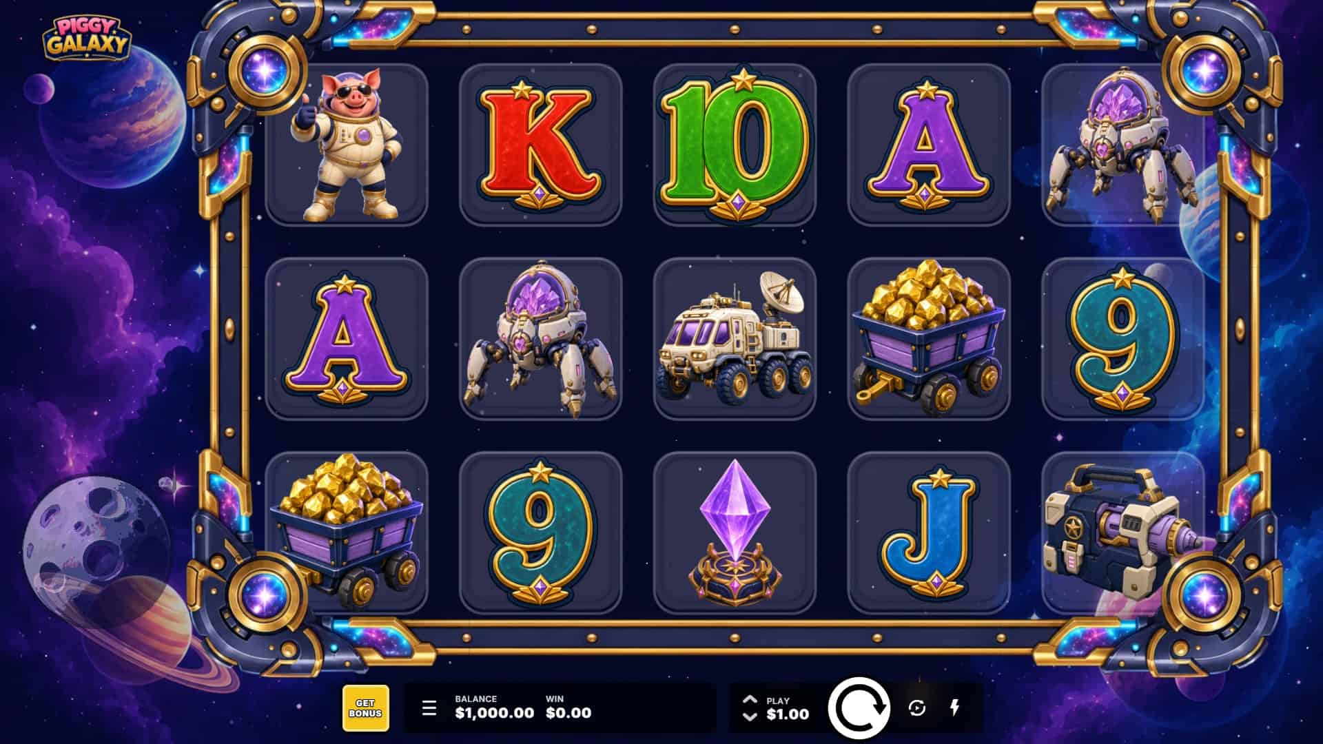 Piggy Galaxy slot gameplay reels