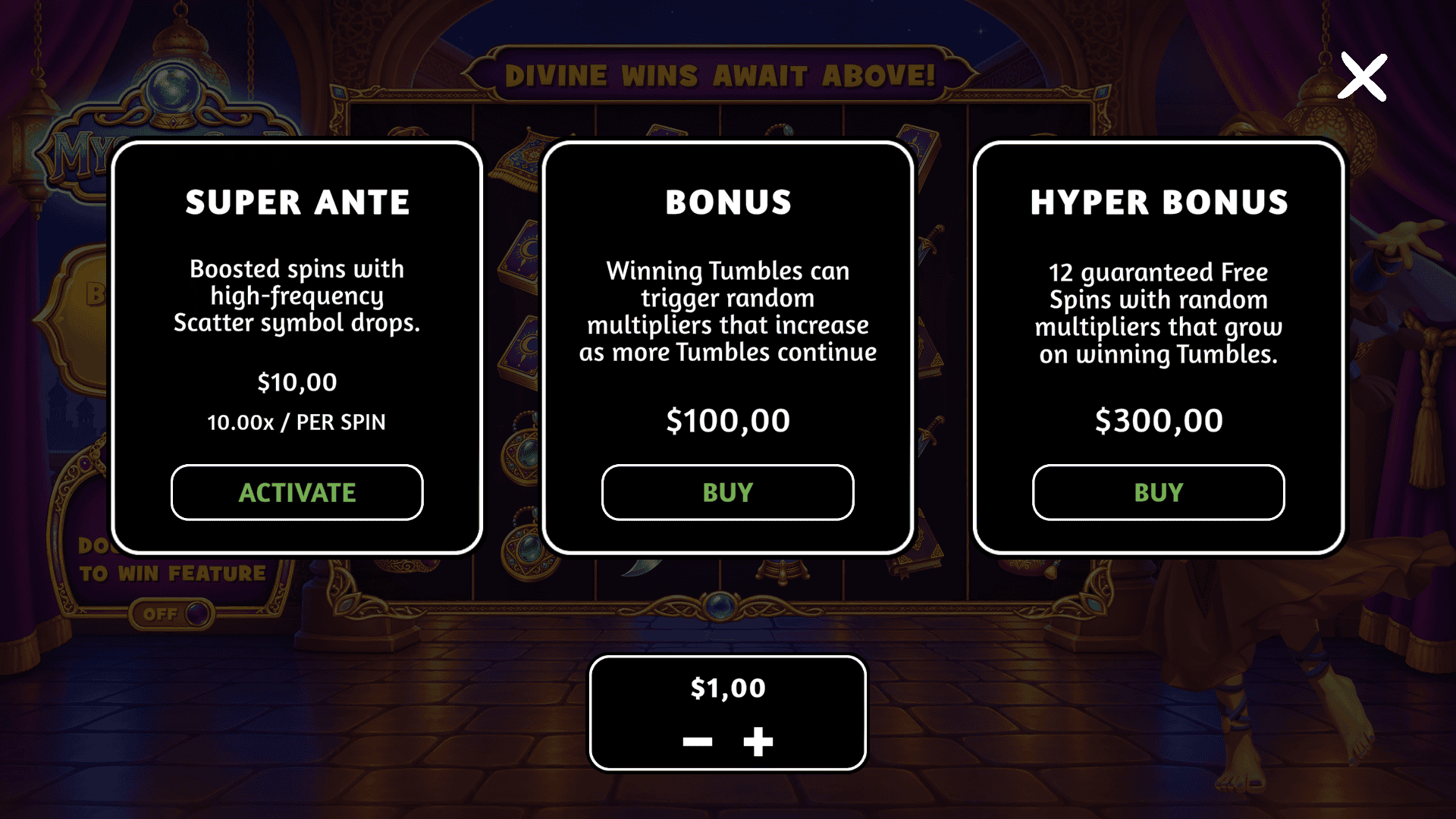 Mystic Seer bonus buy menu