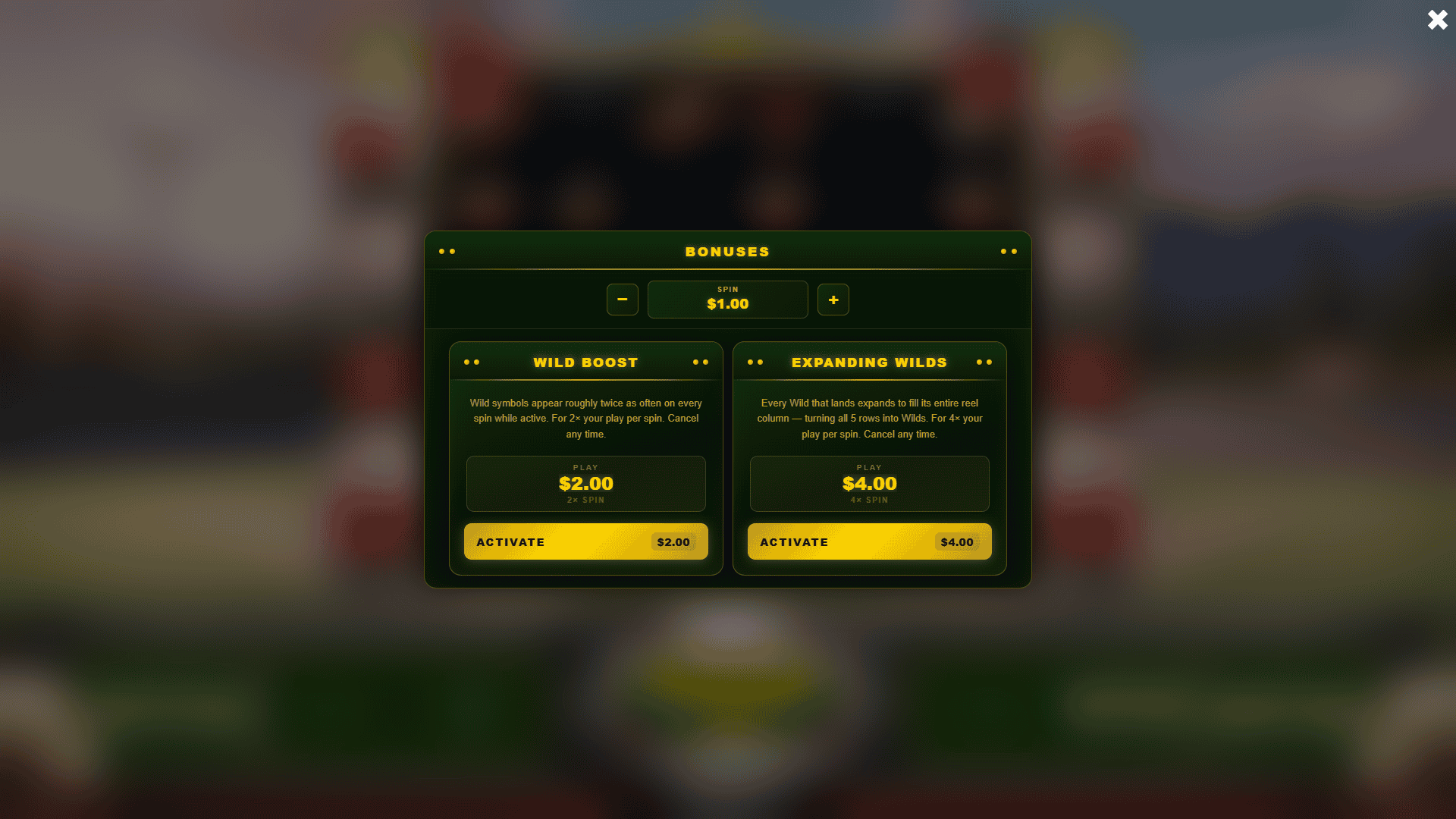 Ballpark Hero bonus buy menu