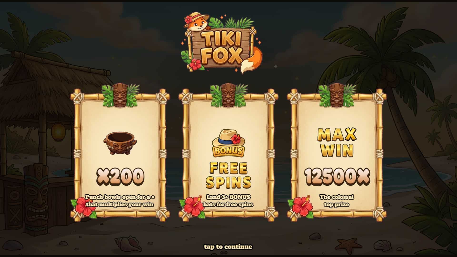 Tiki Fox slot intro screen