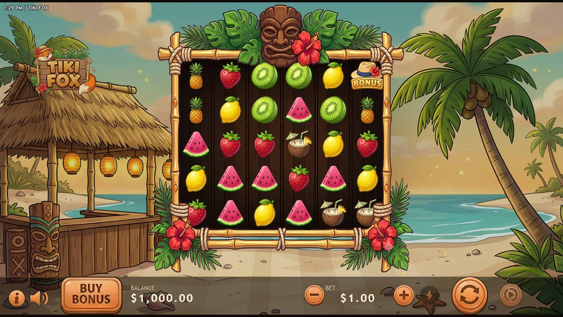 Tiki Fox slot gameplay reels