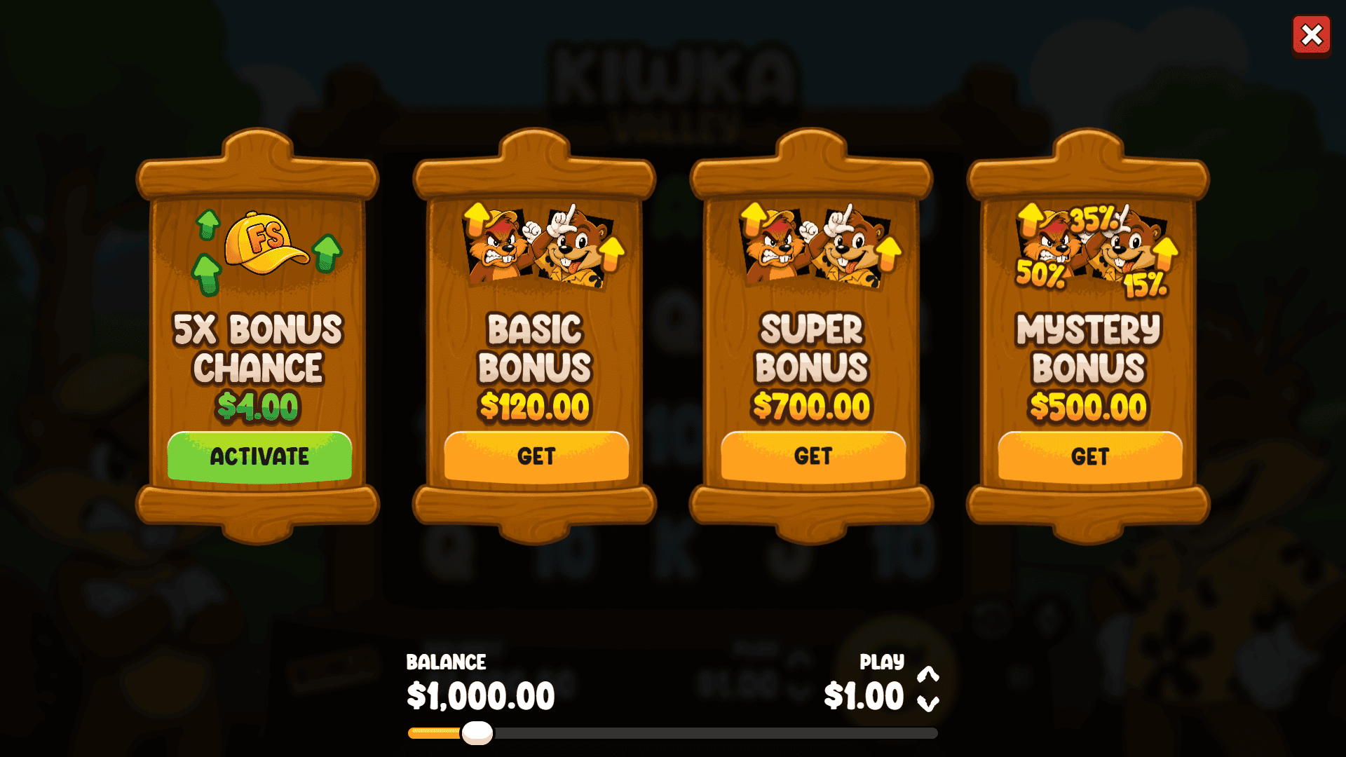 Kiwka Valley bonus buy menu
