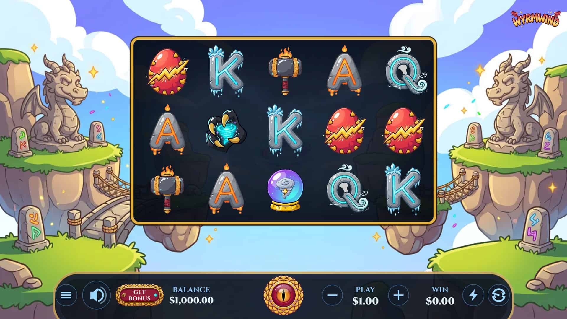 Wyrmwind slot gameplay reels