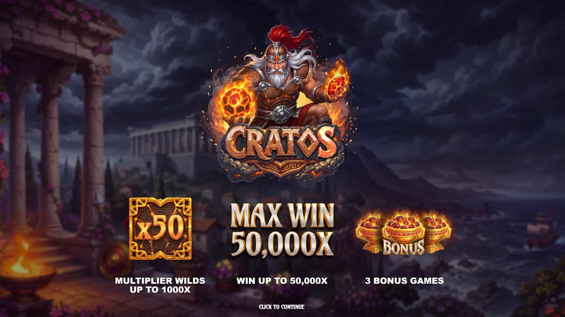 Cratos slot intro screen