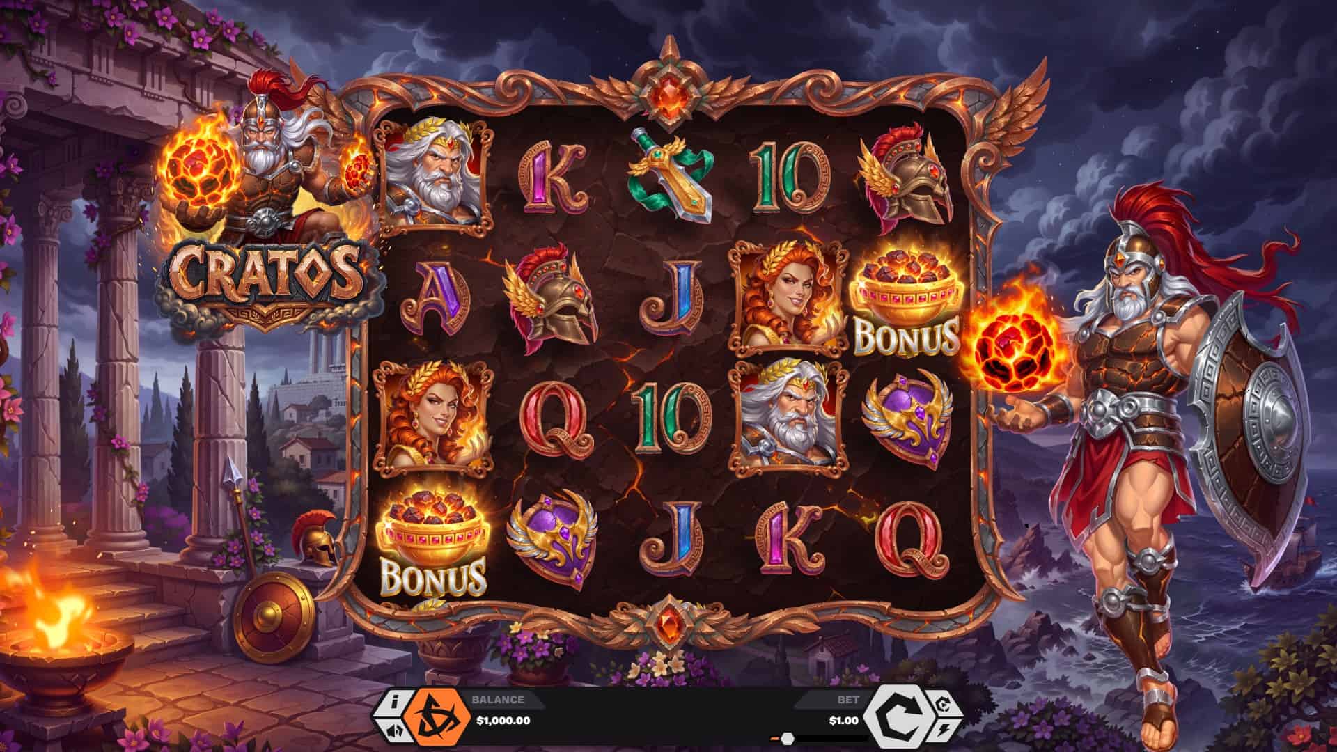 Cratos slot gameplay reels