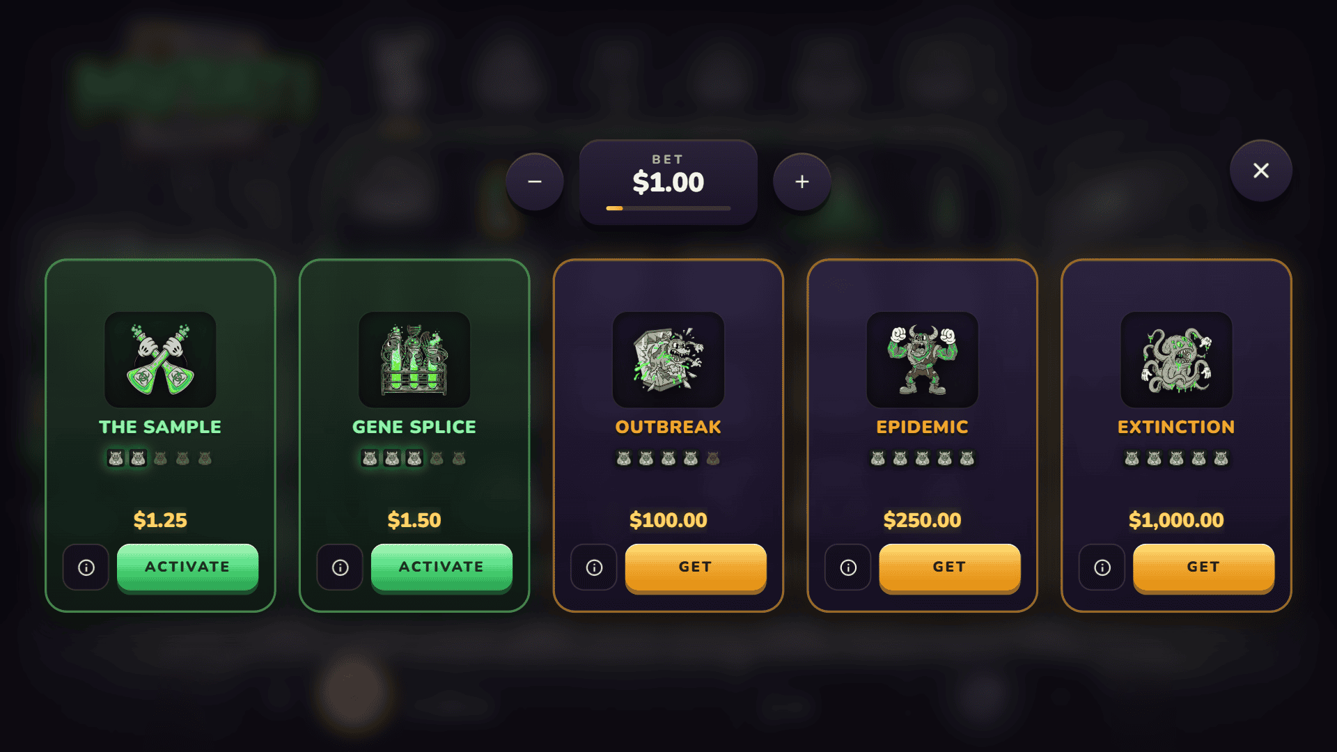 Mutati bonus buy menu